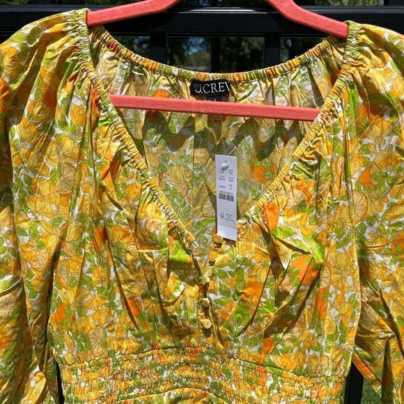 J Crew V-neck Cotton Lawn Mini Dress in Limone Print NWT - Picture 9 of 10